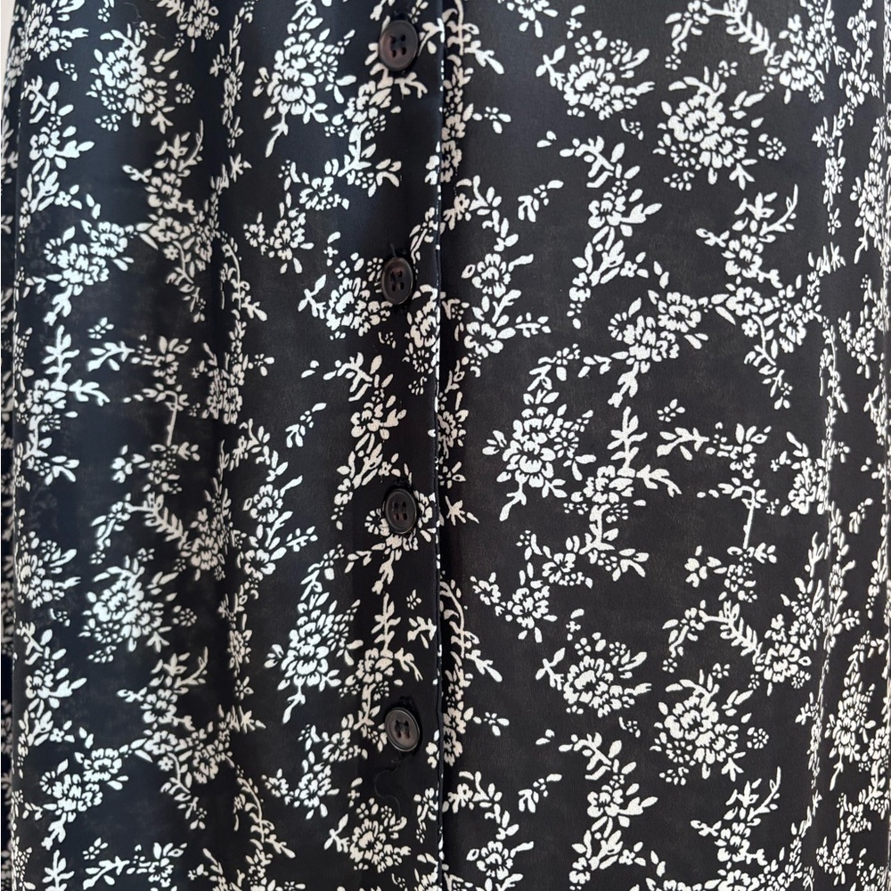 Vintage Jacob Black and White Floral Button Up Midi Skirt Size Small/ XSmall - Picture 2 of 7